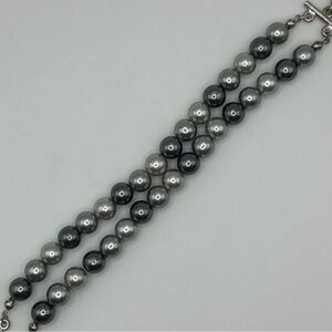 Luminous Napier Double Stranded Silver and Gray Pearl Bracelet